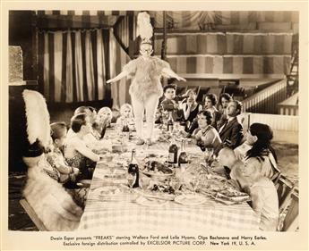 (CINEMA) Group of 10 publicity stills from the movie Freaks, the classic horror tale directed by Tod Browning and reissued by Dwain Esp